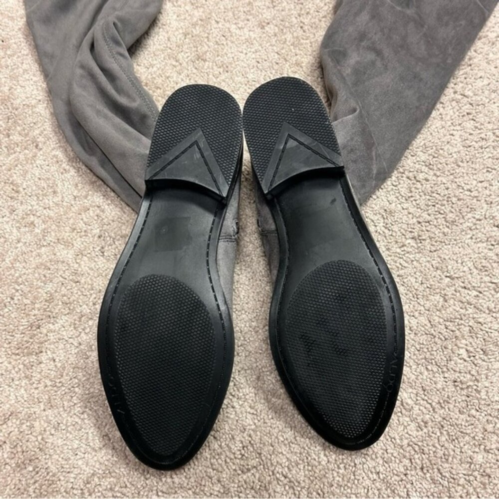 Aldo gray faux suede knee high over the knee flat boots Sz 7.5 low heel - Picture 6 of 12